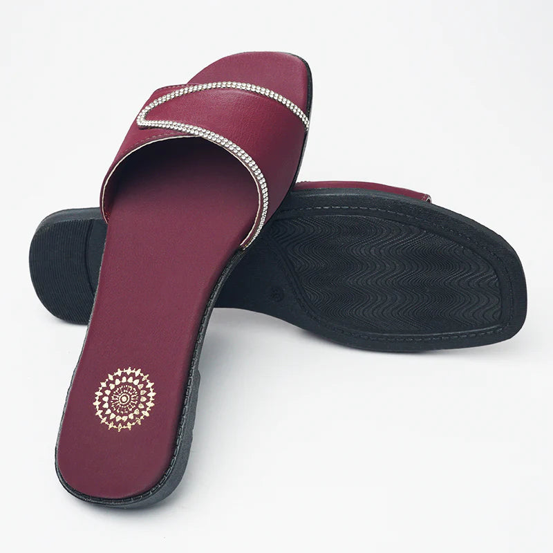 Maroon T-Shape Casual Flats