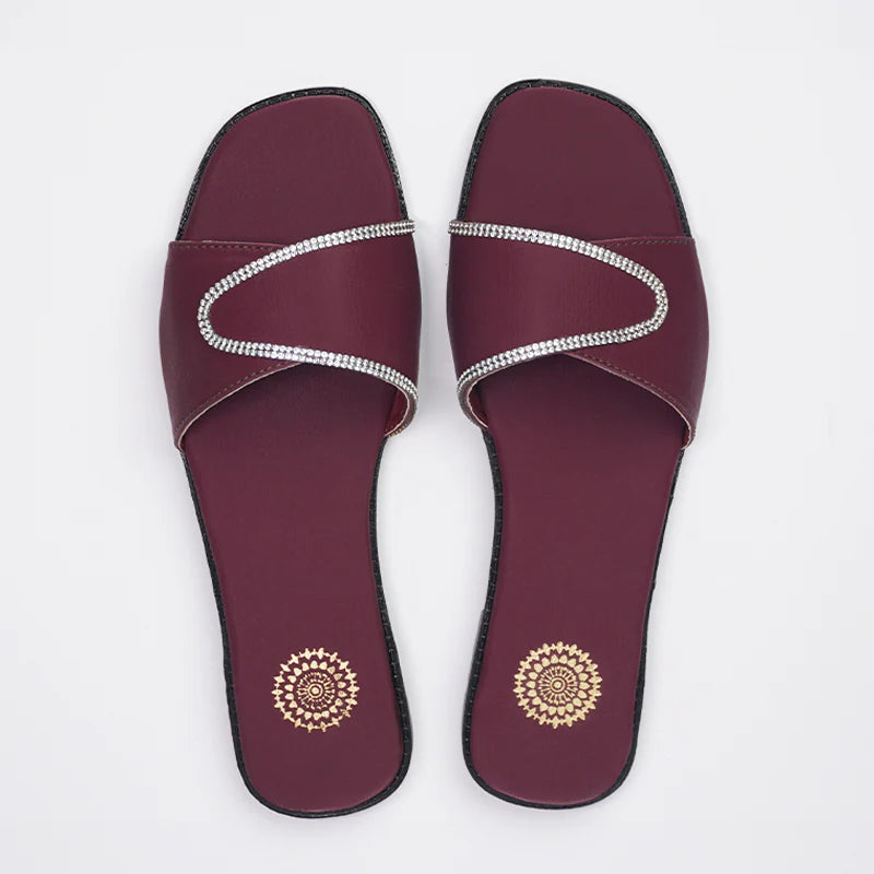 Maroon T-Shape Casual Flats