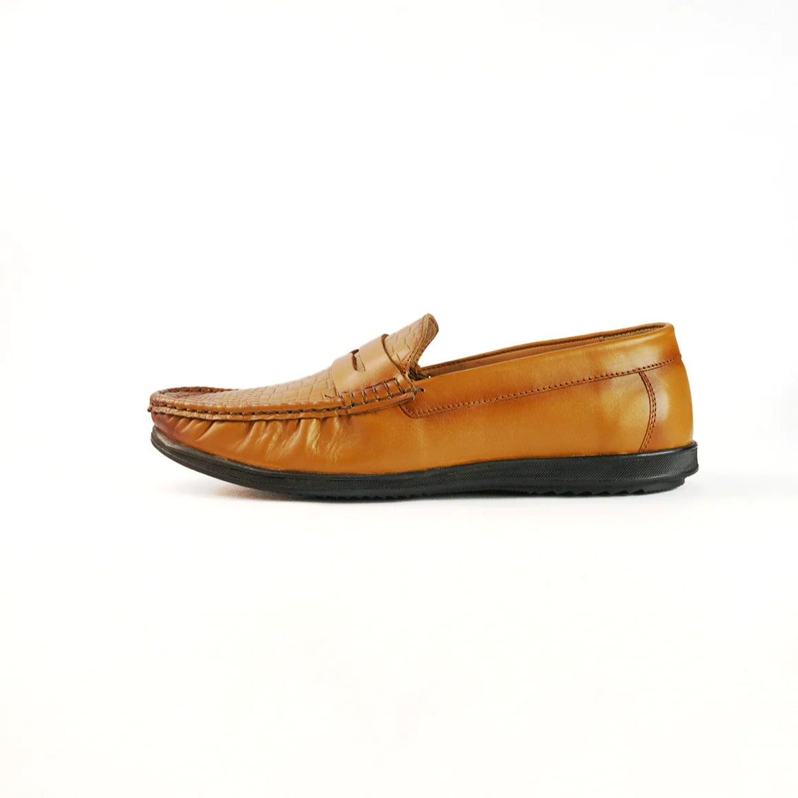 Men Textured Tan Loafers